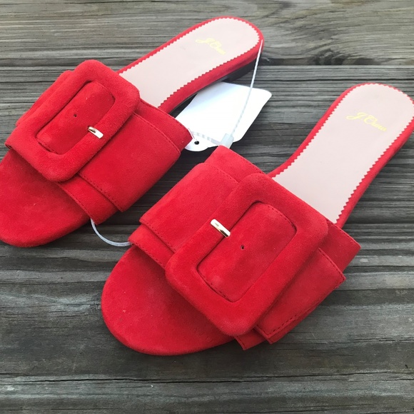 J. Crew Women Red Slide With Buckle Cora Sandal - Picture 4 of 8